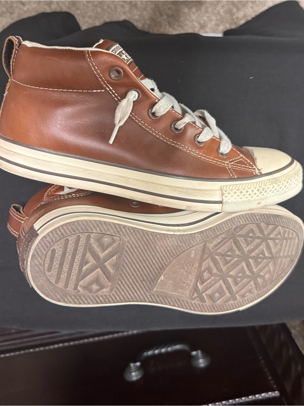 Men's Brown Leather High-Top Sneakers Converse Allstar